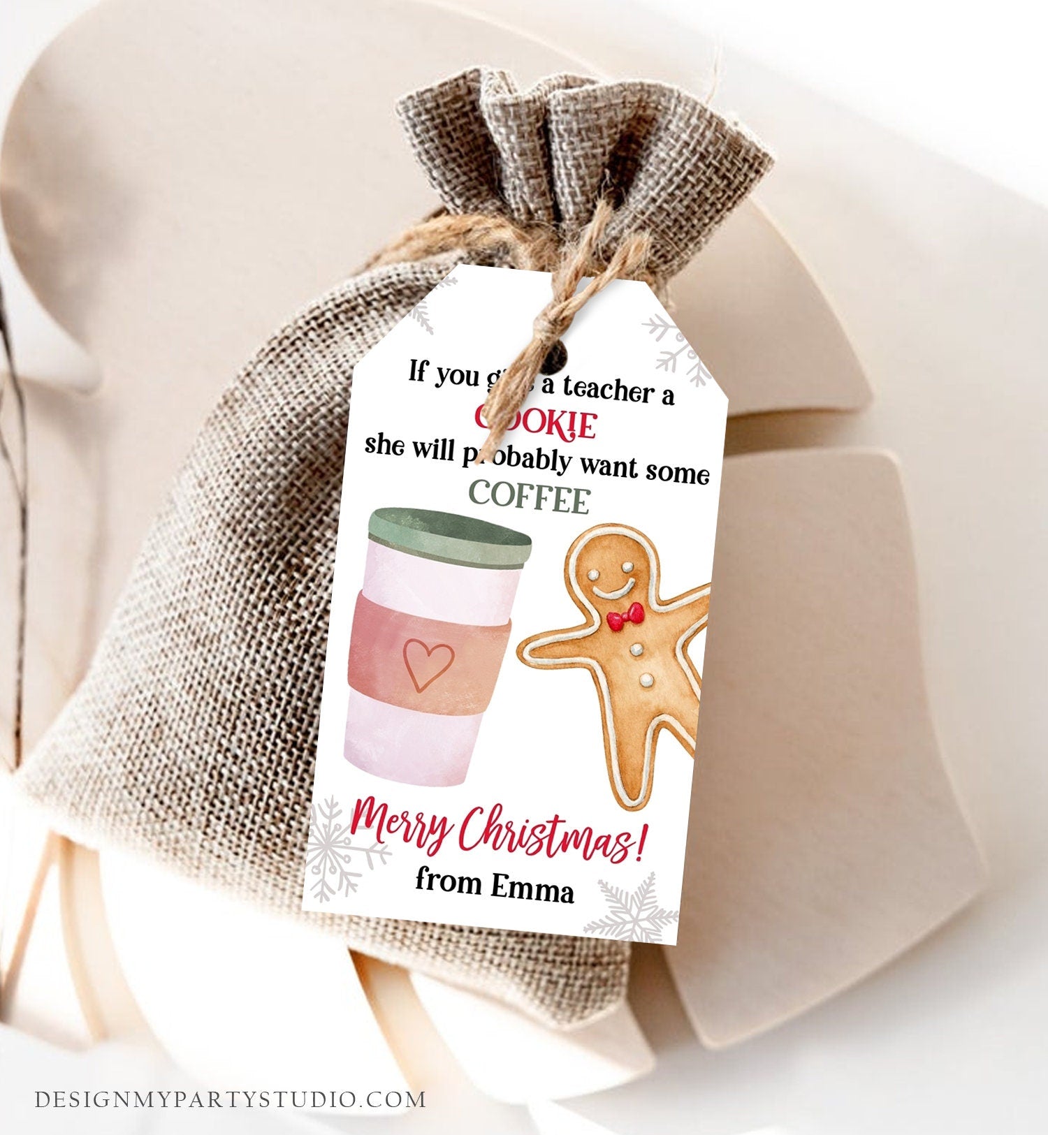 Editable Cookie Gift Tag Teacher Appreciation Tag Christmas Give A Teacher A Cookie ag Coffee Digital Download Template Printable 0362 0443