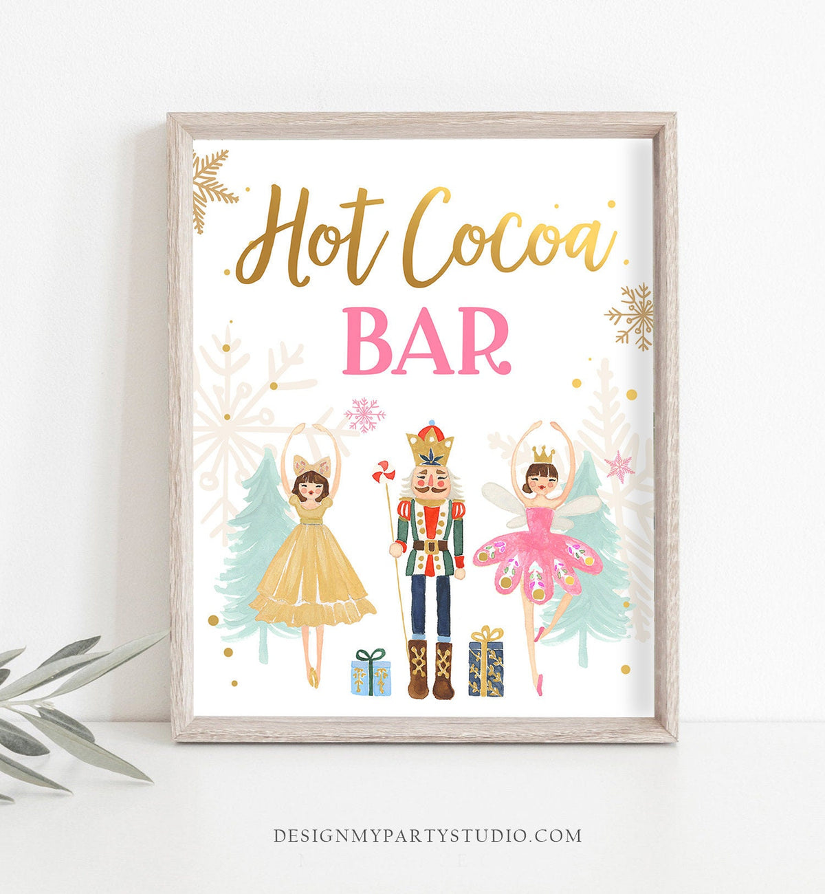 Hot Cocoa Bar Sign Nutcracker Birthday Decor Hot Chocolate Sign Girl Sugar Plum Fairy Pink Nutcracker Ballet Decor Download Printable 0352