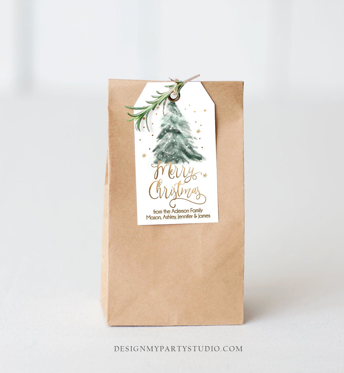 Editable Christmas Favor Tags Holiday Gift Tags Merry Christmas Holiday Tags Holiday Labels Tree Gold Download Printable Corjl 0363 0443