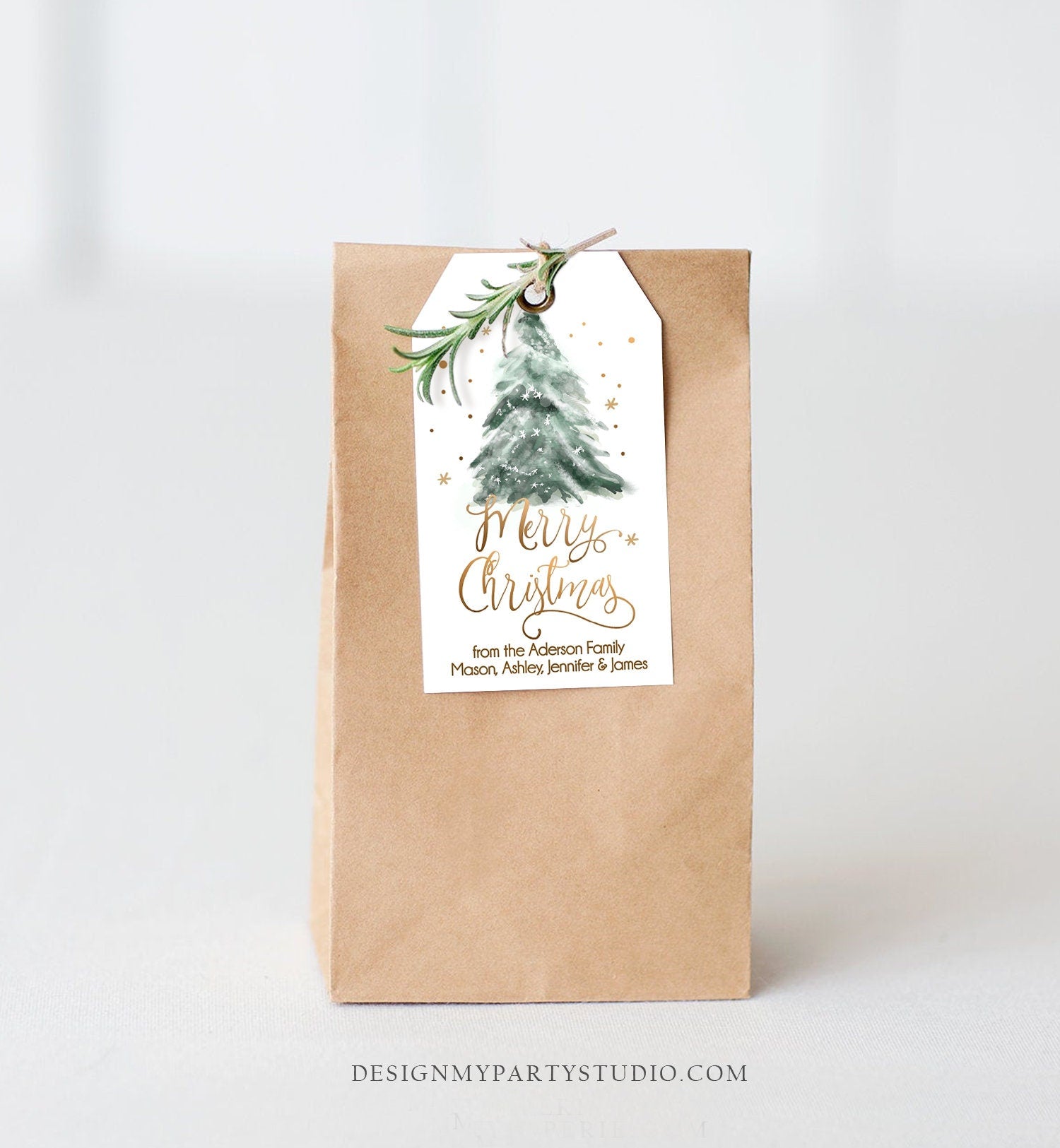 Editable Christmas Favor Tags Holiday Gift Tags Merry Christmas Holiday Tags Holiday Labels Tree Gold Download Printable Corjl 0363 0443