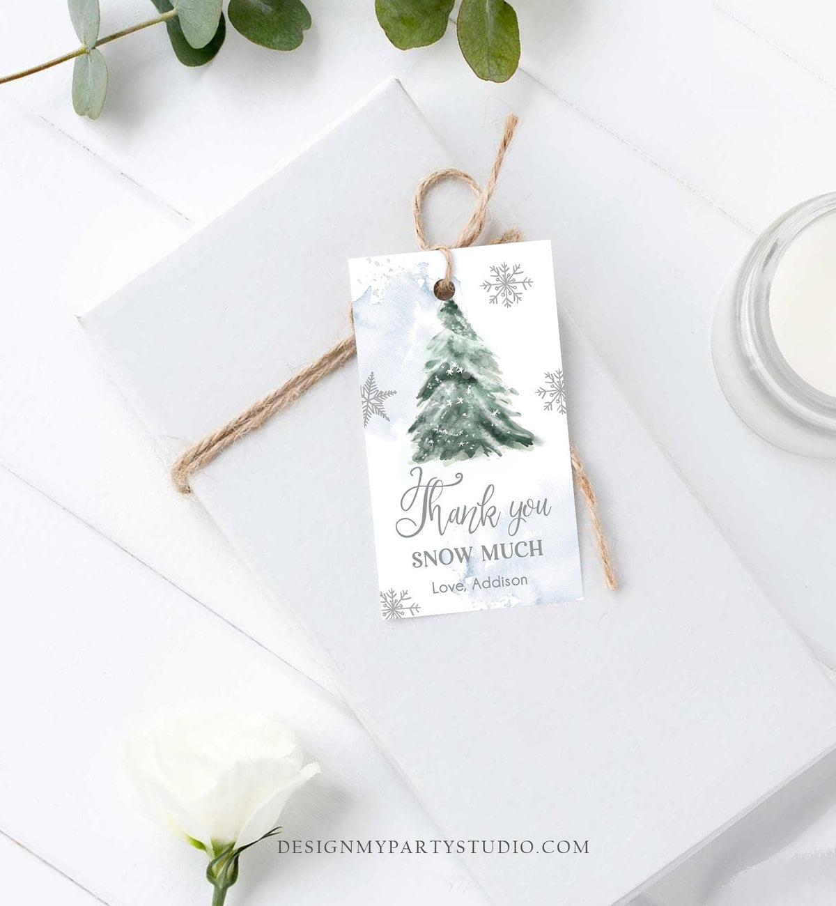 Editable Winter Thank you tags Winter Onederland Holiday Christmas Thank You Snow Much Baby Shower Birthday Gift Tag Corjl Printable 0363