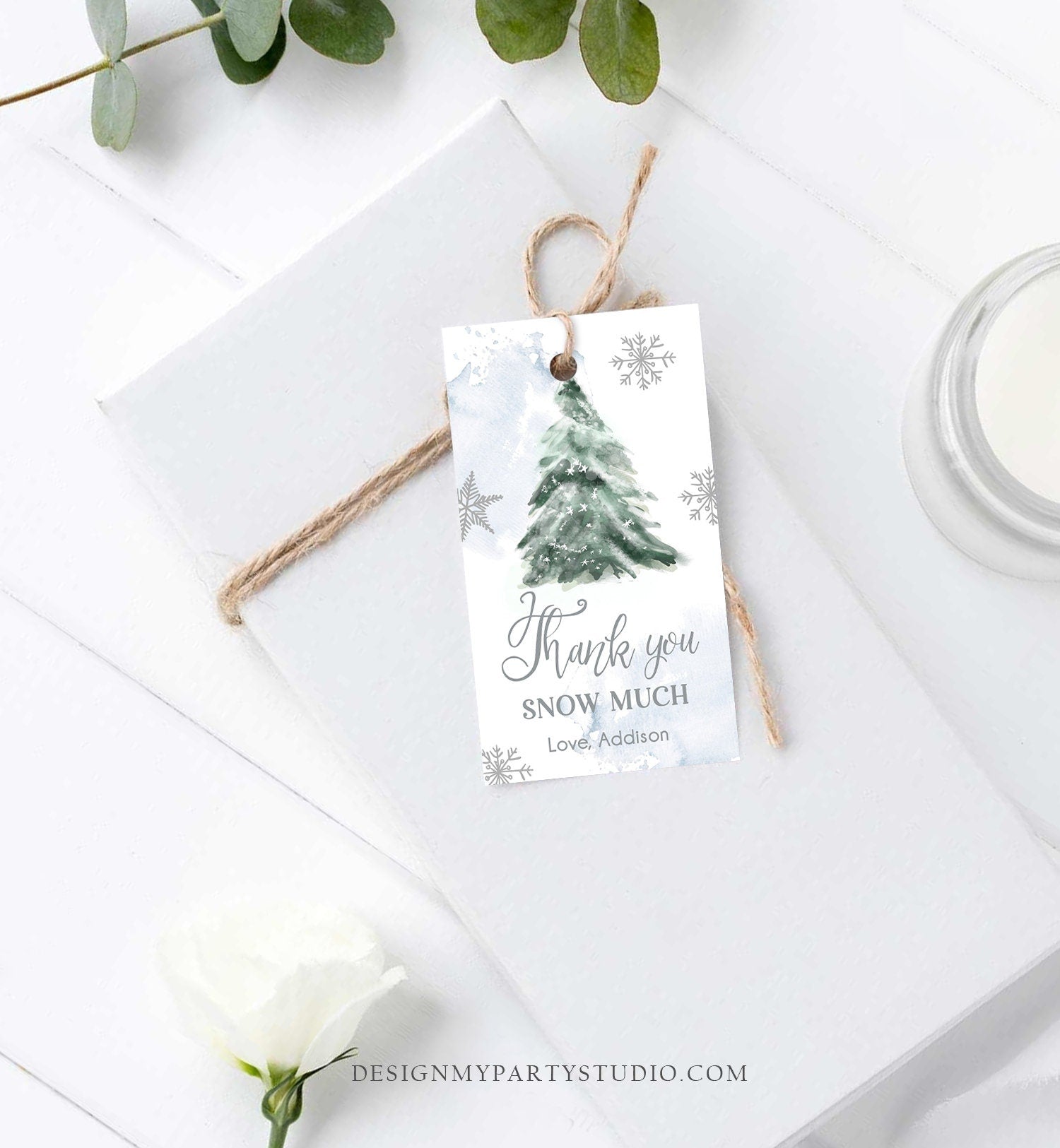 Editable Winter Thank you tags Winter Onederland Holiday Christmas Thank You Snow Much Baby Shower Birthday Gift Tag Corjl Printable 0363