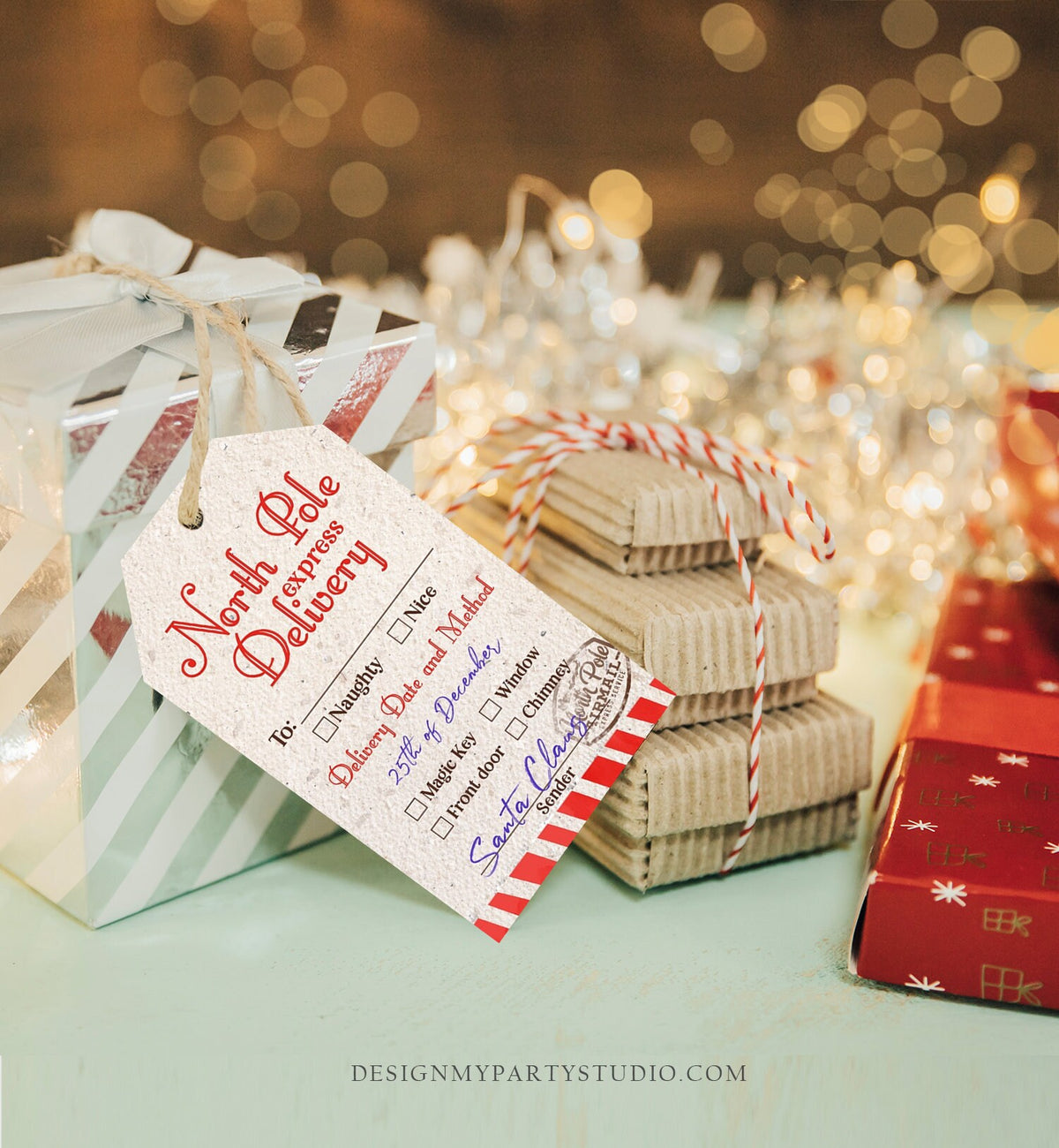 Editable North Pole Delivery Tag Personalized Christmas Tags Holiday Labels Santa Gift Tags Xmas Download Printable Template Corjl 0443