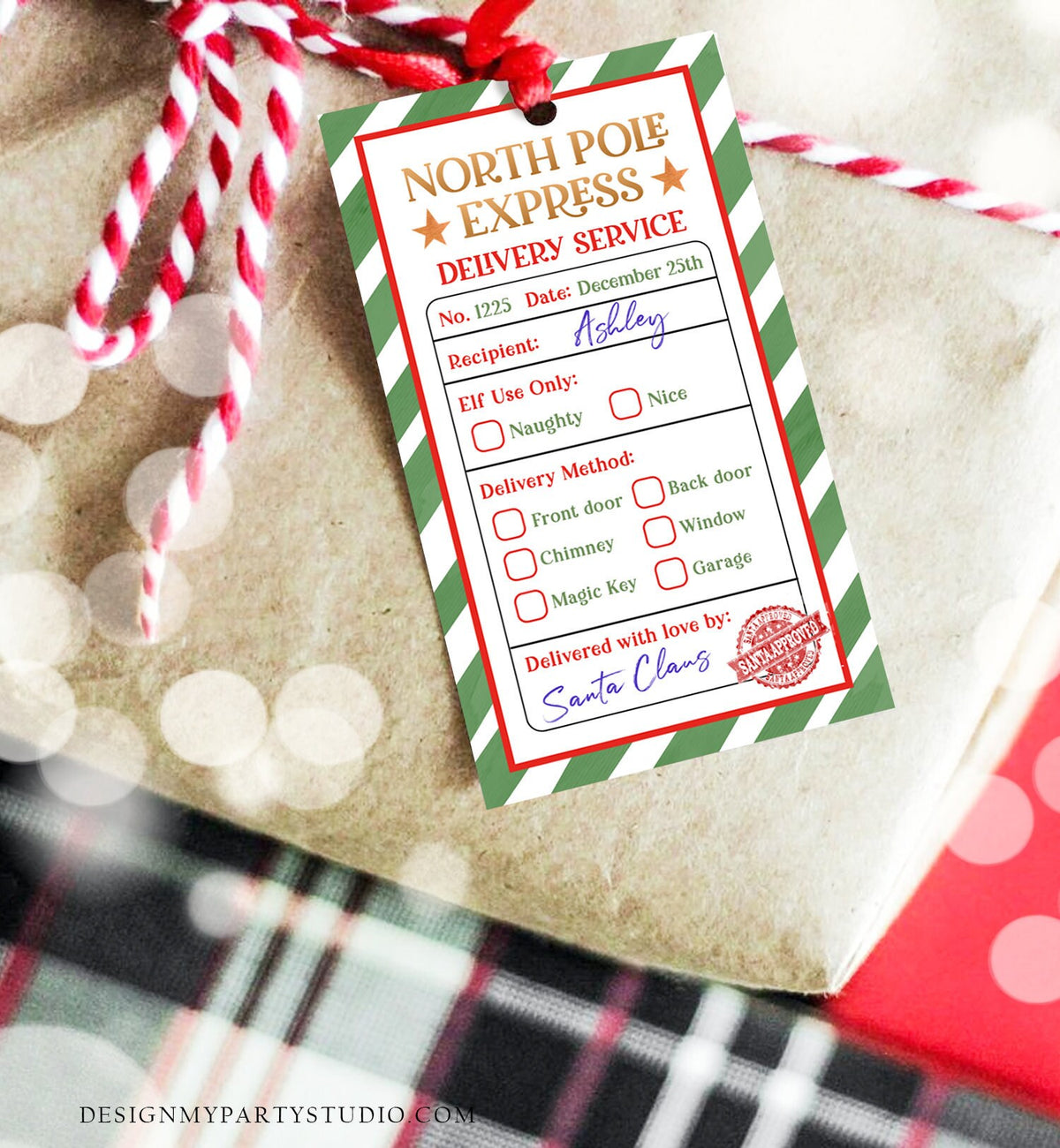Editable North Pole Express Delivery Christmas Gift Tag Special Delivery Favor Tag Christmas Eve Santa Claus Label Template Printable 0443