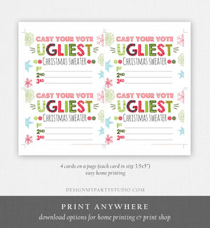 Ugly Sweater Voting Ballots Ugliest Sweater Vote Cards Christmas Ugly Sweater Party Ugly Sweater Contest Download DIY Digital PRINTABLE 0053