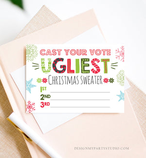 Ugly Sweater Voting Ballots Ugliest Sweater Vote Cards Christmas Ugly Sweater Party Ugly Sweater Contest Download DIY Digital PRINTABLE 0053