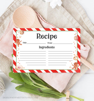 Editable Cookie Recipe Cards Cookie Exchange Christmas Holiday Party Cookies Swap Gingerbread 4x6 5x7 Download Corjl Template Printable 0358