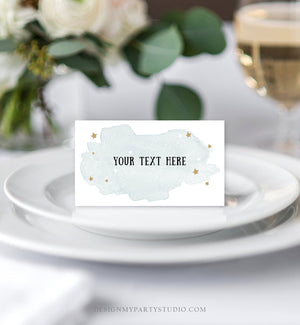 Editable Food Labels Outer Space Birthday Watercolor Food Labels Place Card Tent Card Escort Card Gold Star Template Corjl 0357