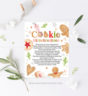 Editable Cookie Kit instructions Cookie Decorating Party DIY Cookie Kit Christmas Winter Instant Download Printable Template Corjl 0358