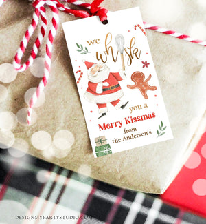 Editable We Whisk you a Merry Kissmas Tag Christmas Whisk Gift Tag Baking Tag Santa Holiday Favor Download Printable Template Corjl 0443