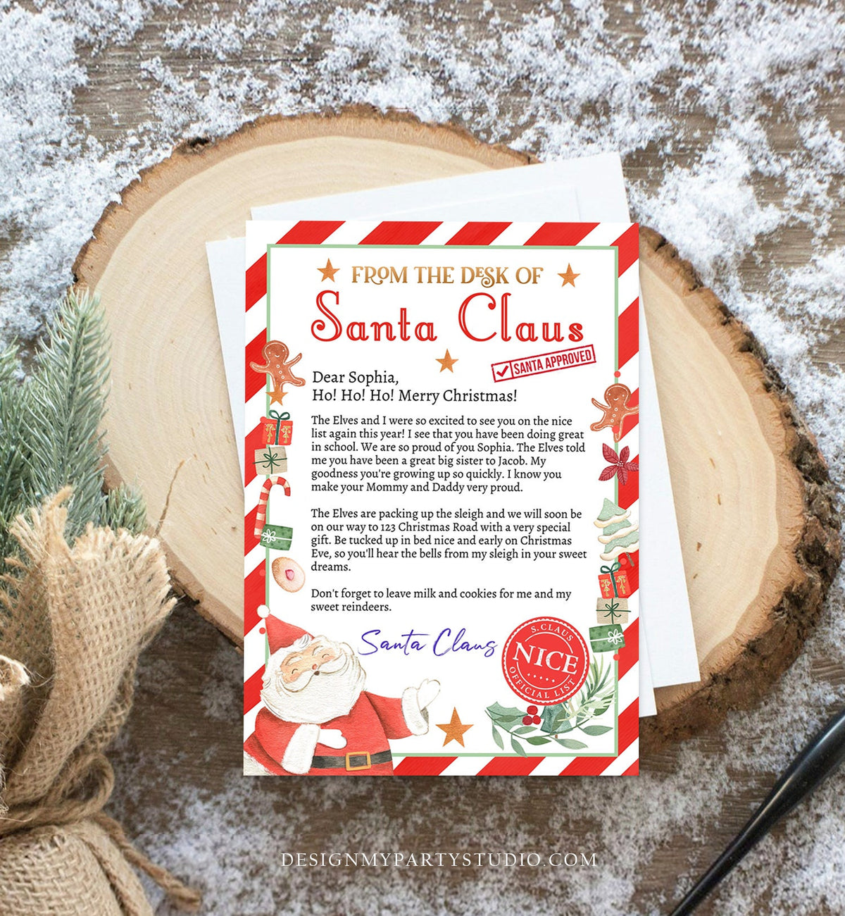 Editable Personalized Letter from Santa Claus From The Desk of Santa Christmas Eve North Pole Mail Instant Download Printable Template 0358