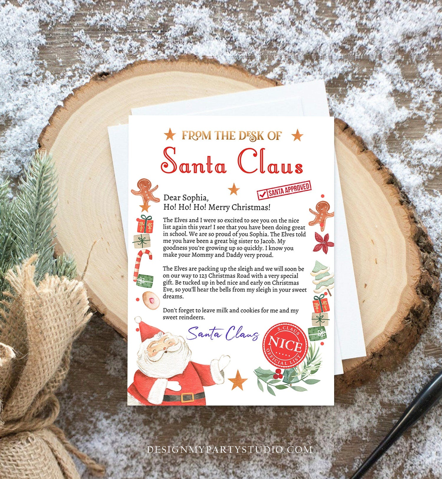 Editable Personalized Letter from Santa Claus From The Desk of Santa Christmas Eve North Pole Mail Instant Download Printable Template 0358