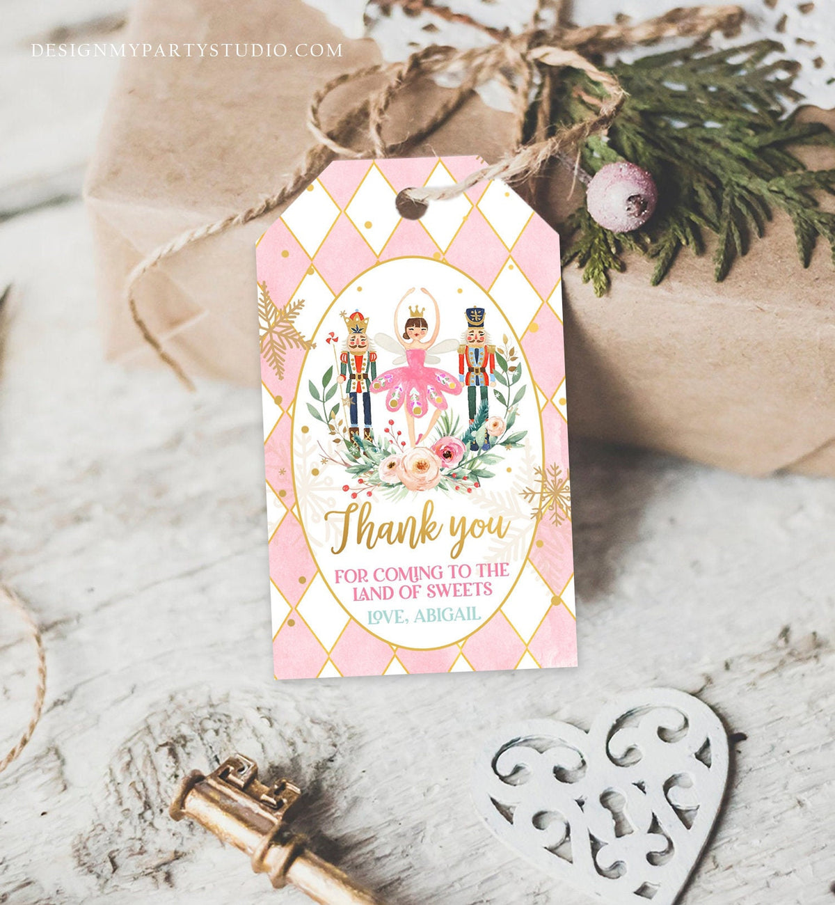 Editable Nutcracker Favor Tag Land of Sweets Birthday Thank You Tag Sugar Plum Fairy Christmas Winter Digital Template Printable 0352
