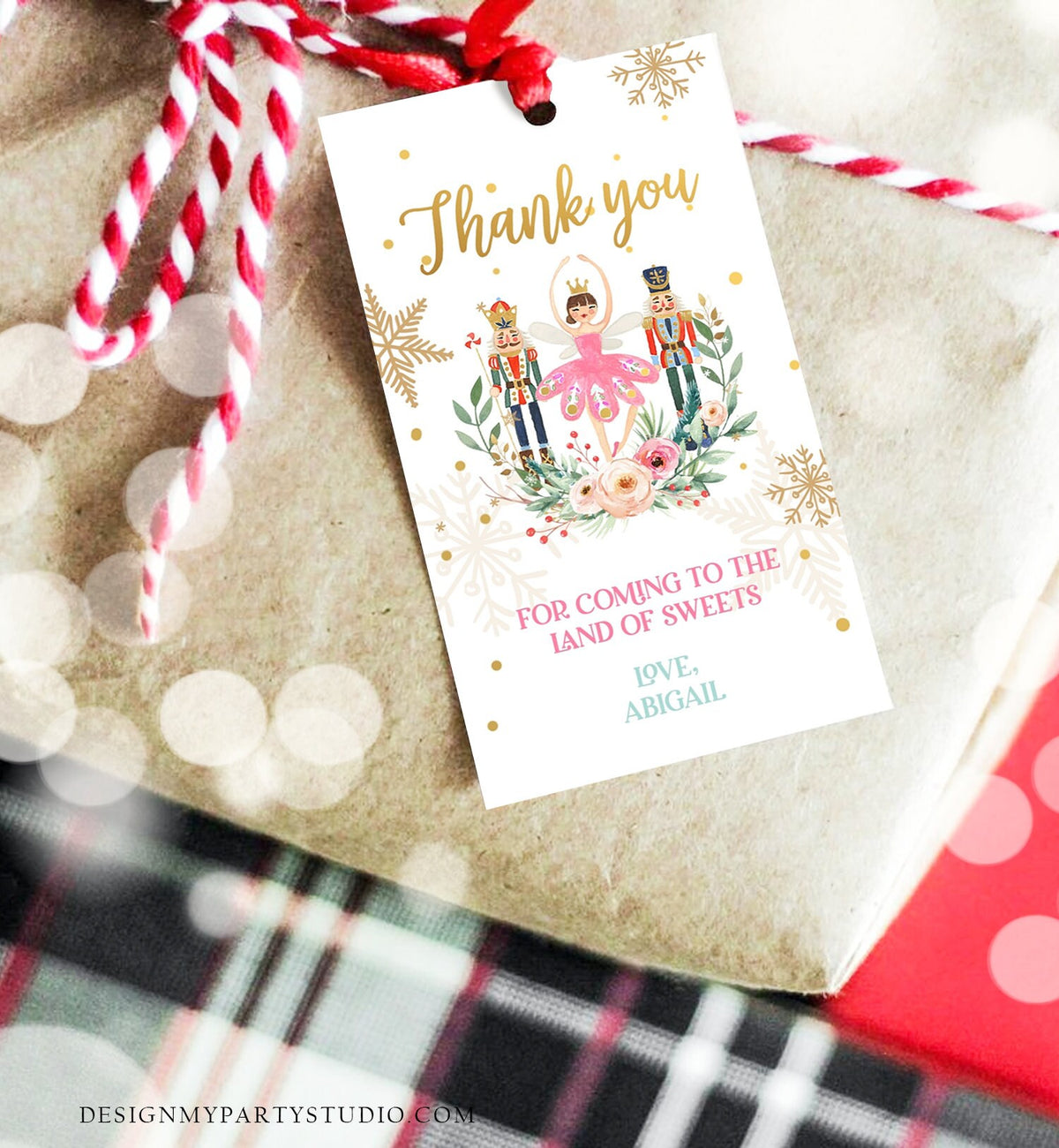 Editable Nutcracker Favor Tag Nutcracker Birthday Land of Sweets Thank You Tag Sugar Plum Fairy Christmas Winter Template Printable 0352