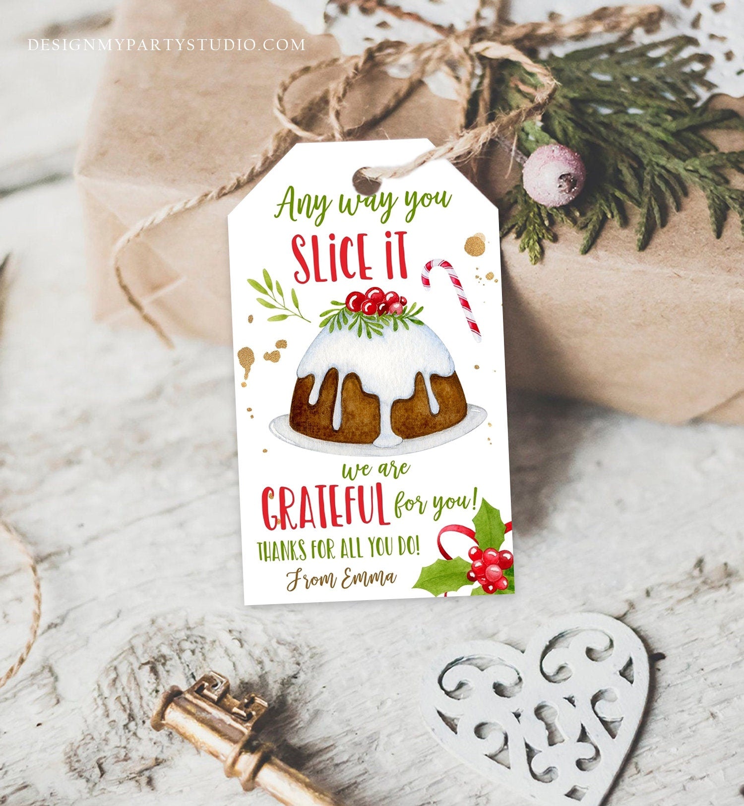 Editable Christmas Gift Tags Grateful Xmas Pie Tag Teacher Appreciation Staff Nurse Bakery Holiday Digital Download Template Printable 0362