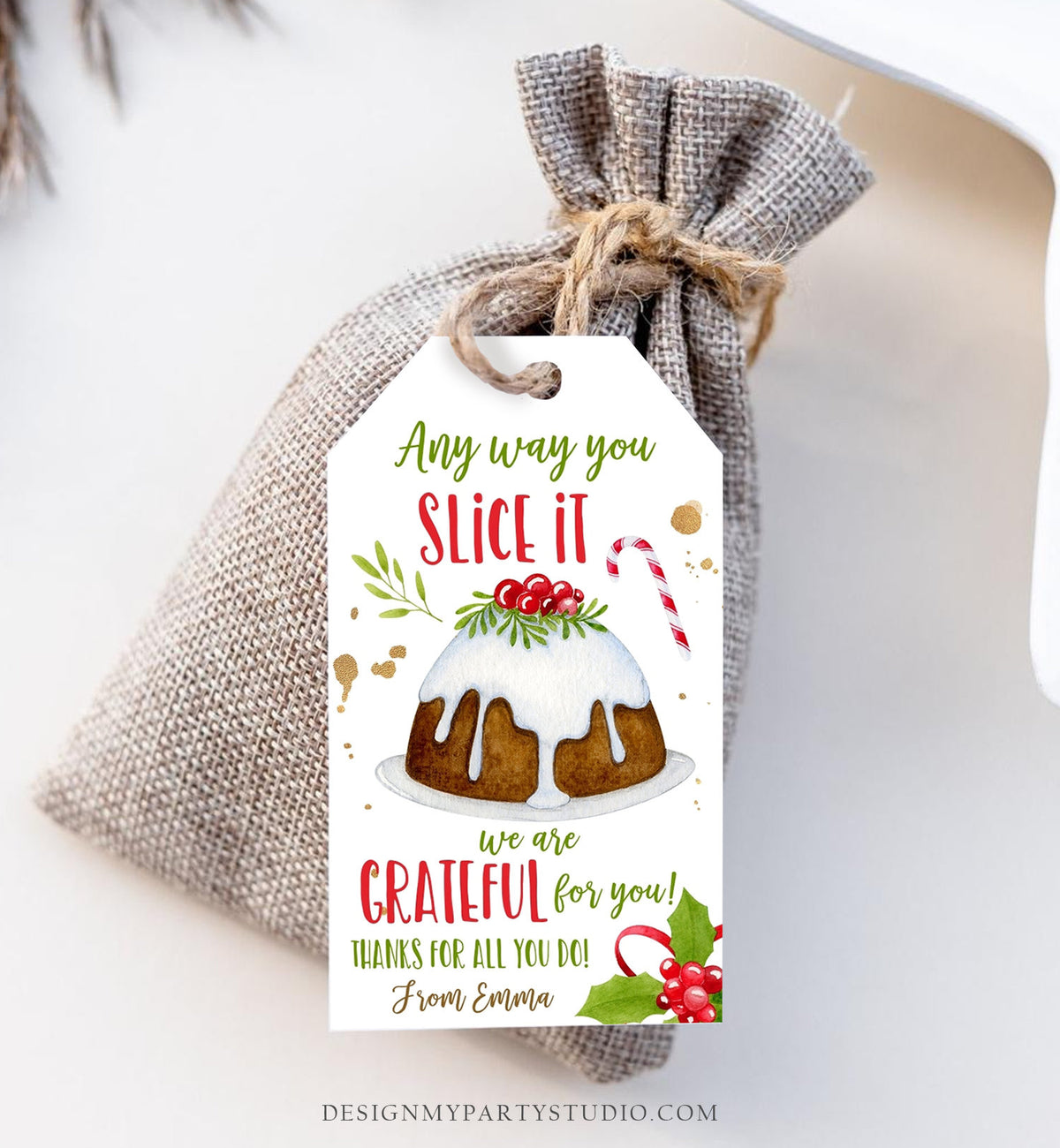 Editable Christmas Gift Tags Grateful Xmas Pie Tag Teacher Appreciation Staff Nurse Bakery Holiday Digital Download Template Printable 0362