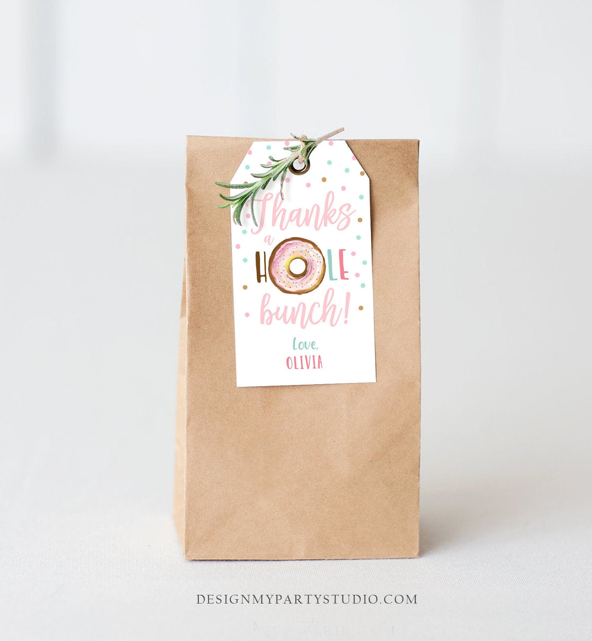 Editable Donut Favor Tags Tags Donut Birthday Donut Thank you tags A hole bunch Birthday Girl Pink Donut tags Template PRINTABLE Corjl 0368