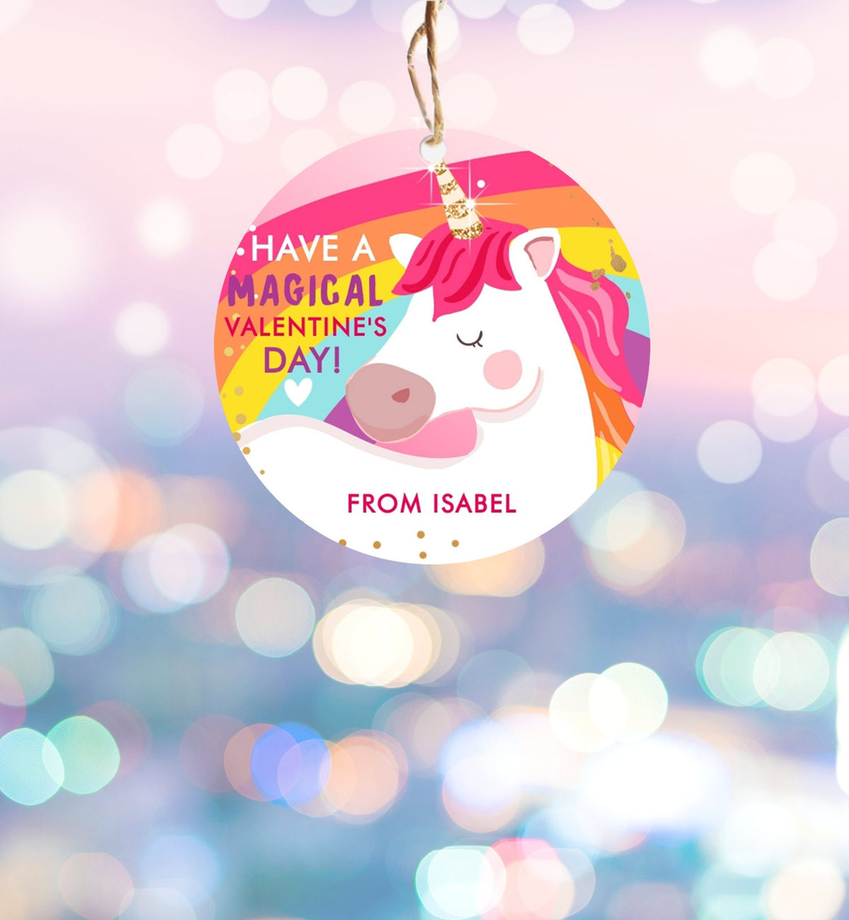 Editable Valentine Unicorn Stickers Valentine Tag Kids Magical Valentine&#39;s Day School Class Digital Download Template Printable 0323 0370