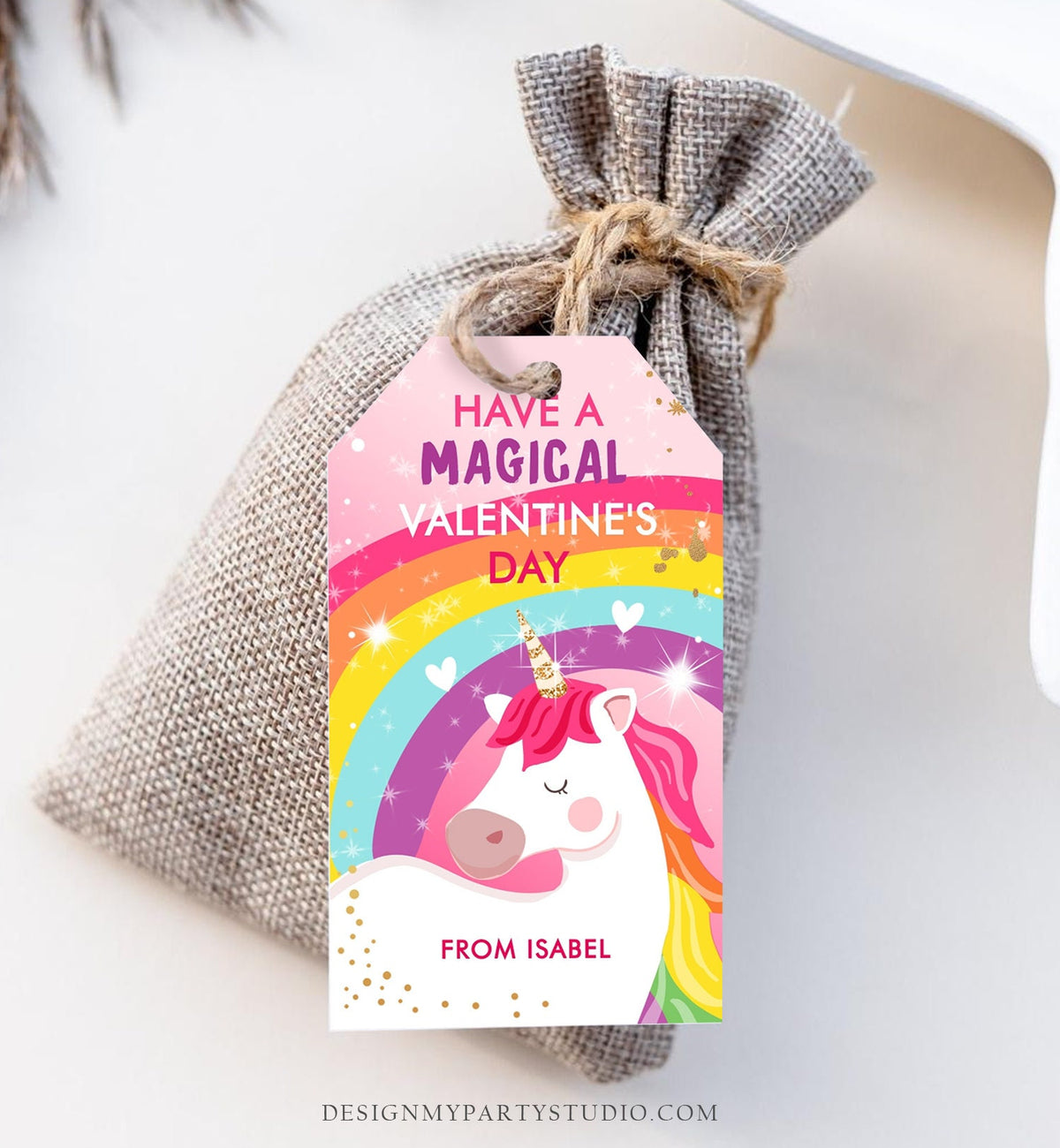 Editable Valentine Unicorn Tags Valentine Tags for Kids Magical Valentine&#39;s Day School Class Digital Download Template Printable 0323 0370