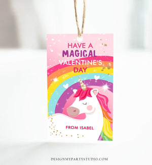 Editable Valentine Unicorn Tags Valentine Tags for Kids Magical Valentine's Day School Class Personalized Digital PRINTABLE 0323 0370