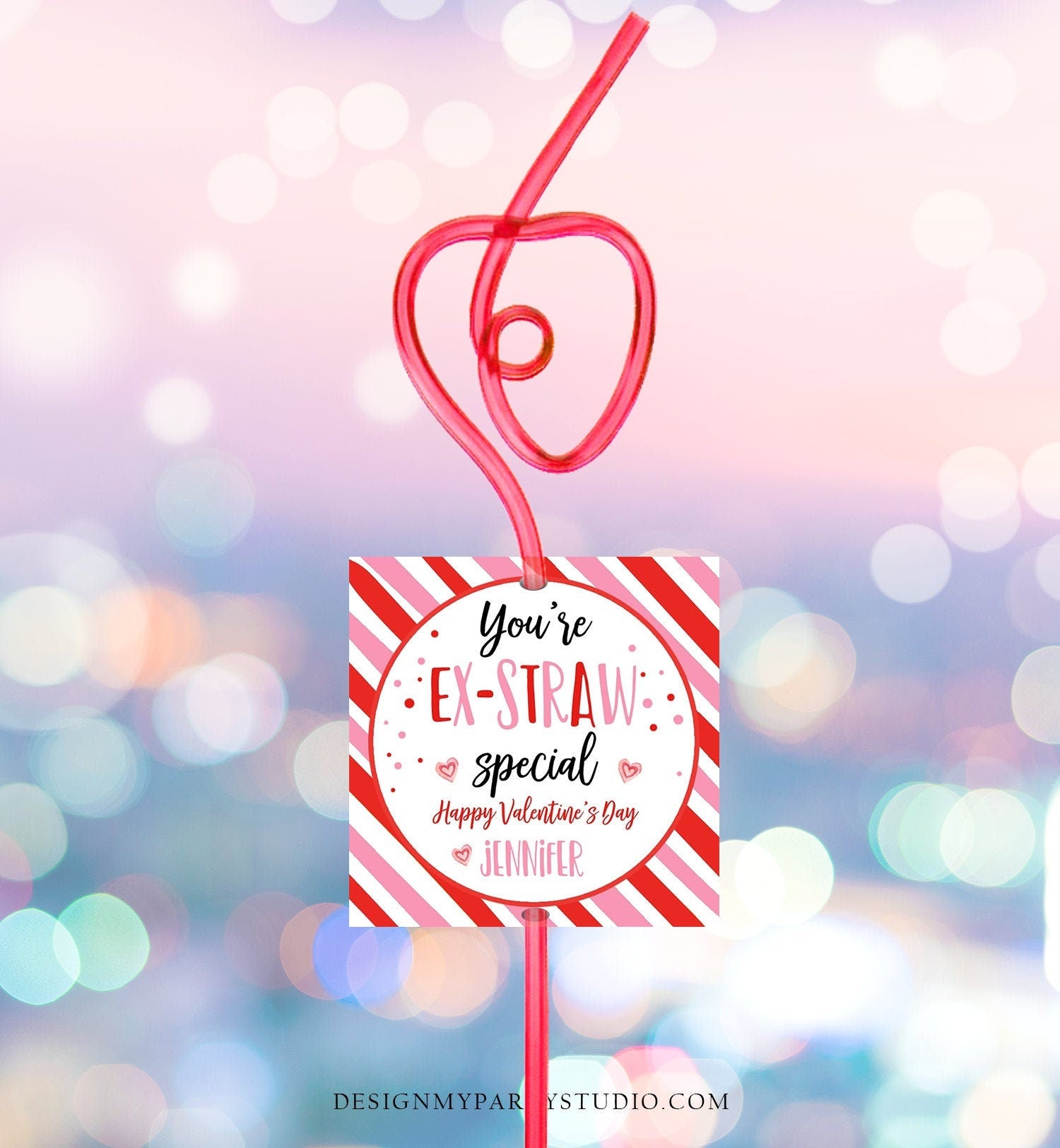 Editable Crazy Straw Tag Valentine Tags You're Ex-Straw Special Valentine Cards for Kids School Digital Download Template Printable 0370