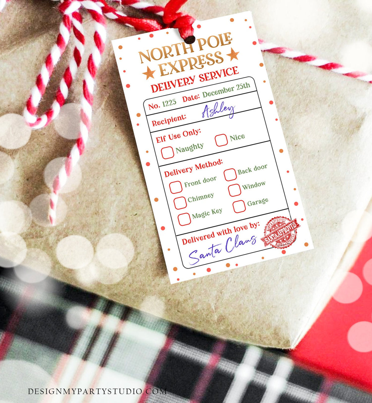 Editable North Pole Express Delivery Christmas Gift Tag Special Delivery Favor Tag Christmas Eve Santa Claus Label Printable Template 0358