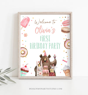 Editable Two Sweet Birthday Welcome Sign Donut Birthday Welcome Girl 2nd Birthday Ice Cream Party Animals Template PRINTABLE Corjl 0373