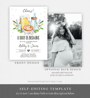 Editable A Baby is Brewing Invitation Bottle and Beers Baby Shower Cheers Coed Couples Coffee Tea Download Printable Template Corjl 0190