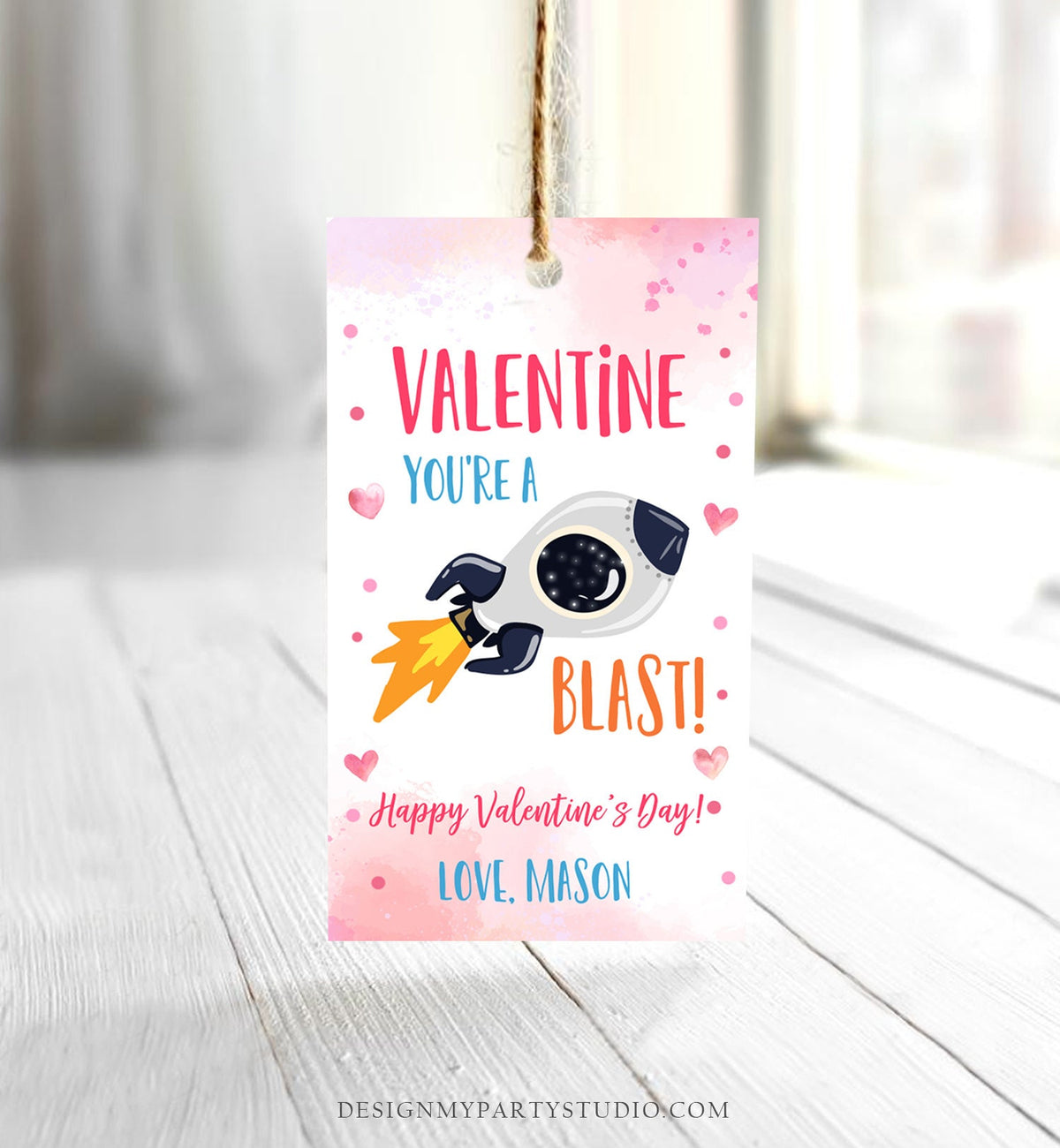 Editable Valentine You Are Out A Blast Favor Tag Thank You Space Rocket Out This Of World Valentine&#39;s Day School Non-Candy Printable 0370