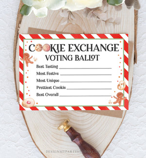 Editable Cookie Exchange Voting Ballots Cookie Vote Cards Christmas Cookie Swap Party Contest Holiday Digital Download Corjl Template 0358