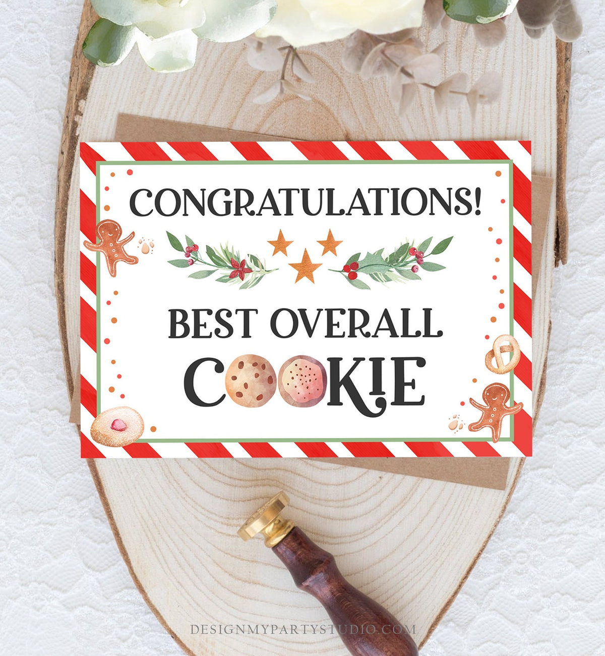 Editable Cookie Award Certificates Voting Awards Cookie Voting Cards Christmas Cookie Exchange Party Holiday Download Corjl Template 0358