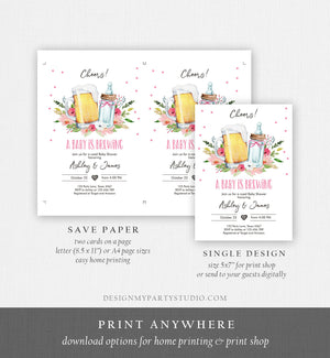 Editable A Baby is Brewing Invitation Bottle and Beers Baby Shower Girl Cheers Coed Couples Shower Download Printable Template Corjl 0190