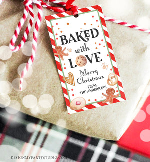 Editable Cookie Tag Baked With Love Tag Merry Christmas Favor Tag Cookie Gift Cookie Exchange Download Printable Template Corjl 0358 0443