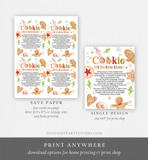 Editable Cookie Kit instructions Cookie Decorating Party DIY Cookie Kit Christmas Winter Instant Download Printable Template Corjl 0358