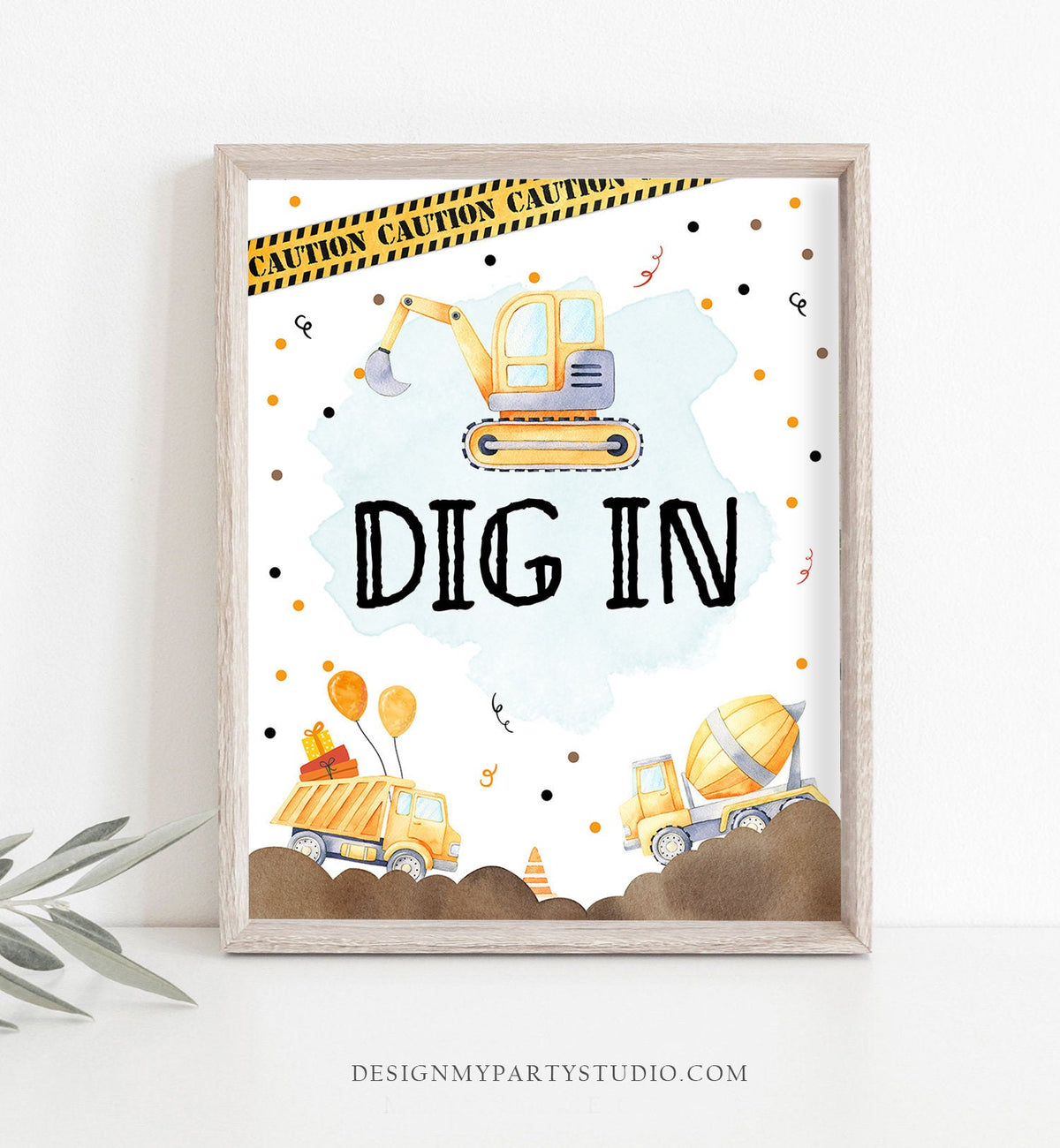 Dig In Sign Construction Birthday Sign Food Table Construction Party Decor Yellow Dump Truck Decor Snacks Favors Digital Printable 0374
