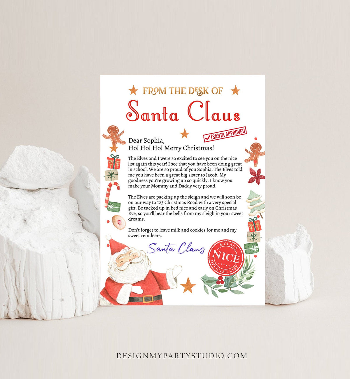 Editable Personalized Letter from Santa Claus From The Desk of Santa Christmas Eve North Pole Mail Instant Download Printable Template 0358