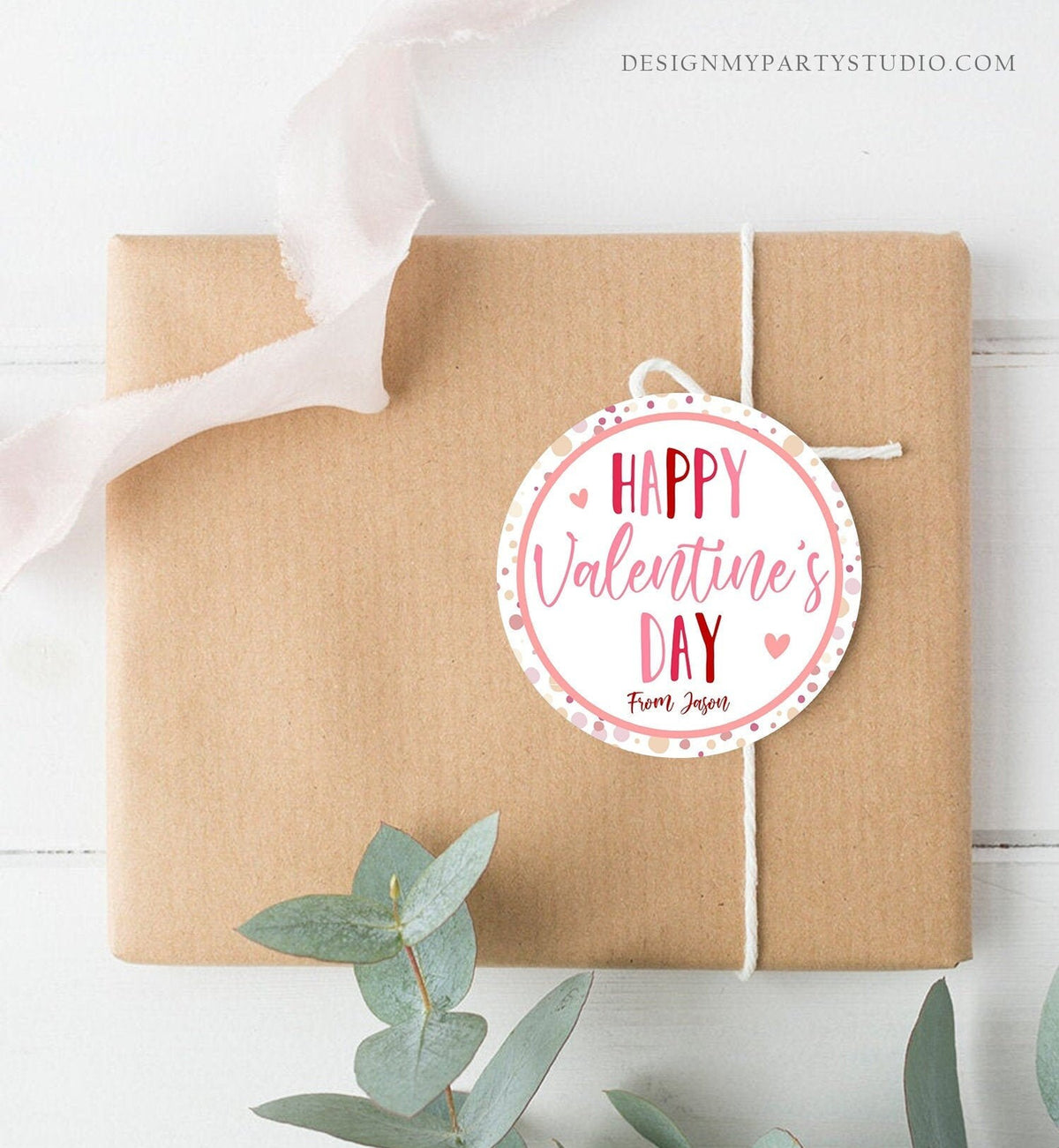 Editable Valentine&#39;s Day Cookie Tags Happy Valentine&#39;s Day Cookies Tag Sticker Pink Red Valentines Day Card Digital Template Printable 0370