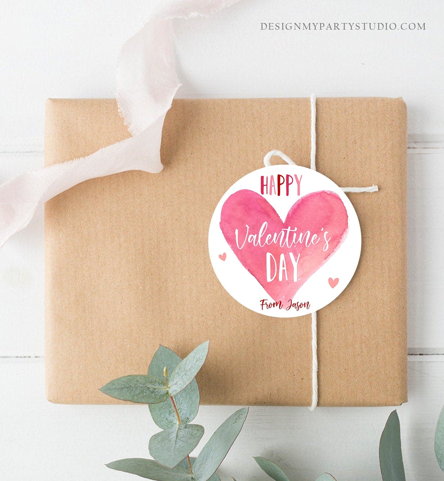 Editable Valentine's Day Cookie Tags Happy Valentine's Day Cookies Tag Sticker Pink Red Valentines Day Card Digital Template Printable 0370