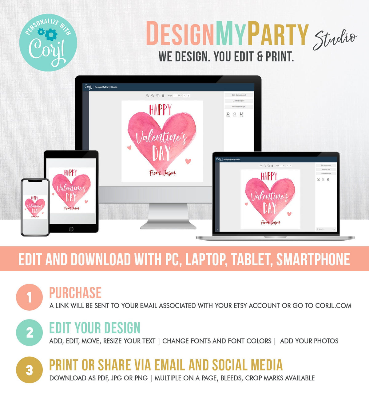 Editable Valentine&#39;s Day Cookie Tags Happy Valentine&#39;s Day Cookies Tag Sticker Pink Red Valentines Day Card Digital Template Printable 0370