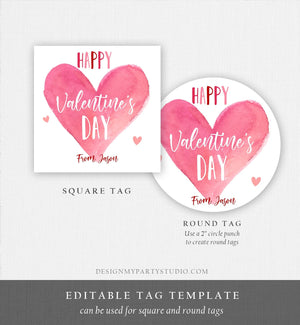 Editable Valentine's Day Cookie Tags Happy Valentine's Day Cookies Tag Sticker Pink Red Valentines Day Card Labels Digital PRINTABLE 0370