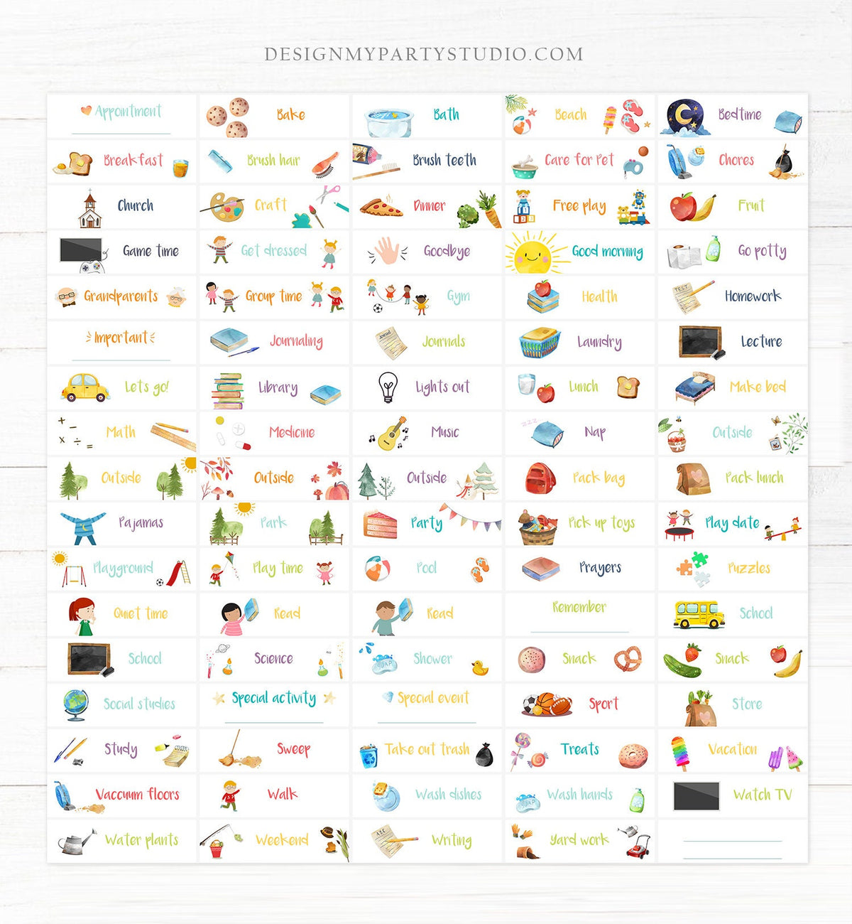 Visual Schedule Kids Daily Routine Chart 85 Cards Chores School Homeschool Toddler Preschoolers Calendar Daycare Download Printable 0341