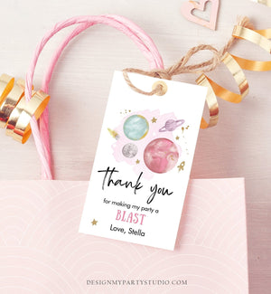 Editable Outer Space Favor Tags Space Birthday Thank you Label Galaxy Gift tags Trip Around the Sun Planets Template Corjl PRINTABLE 0357