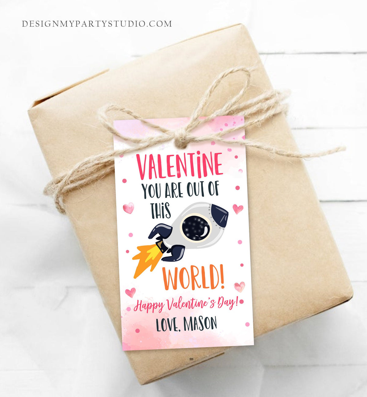 Editable Valentine You Are Out Of This World Favor Tag Thank You Space Rocket Ship Valentine&#39;s Day Tag School Non-Candy Printable 0370