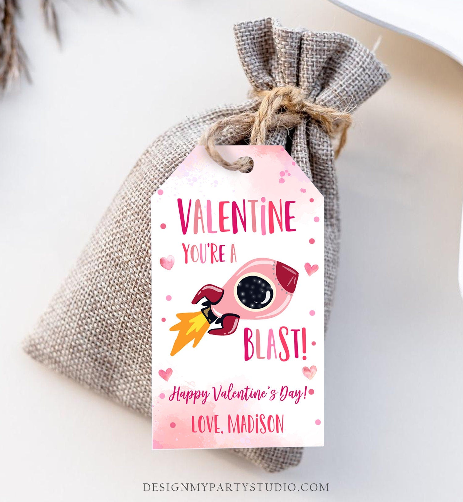 Editable Valentine You Are Out A Blast Favor Tag Thank You Space Rocket Out This Of World Valentine's Day Digital Template Printable 0370