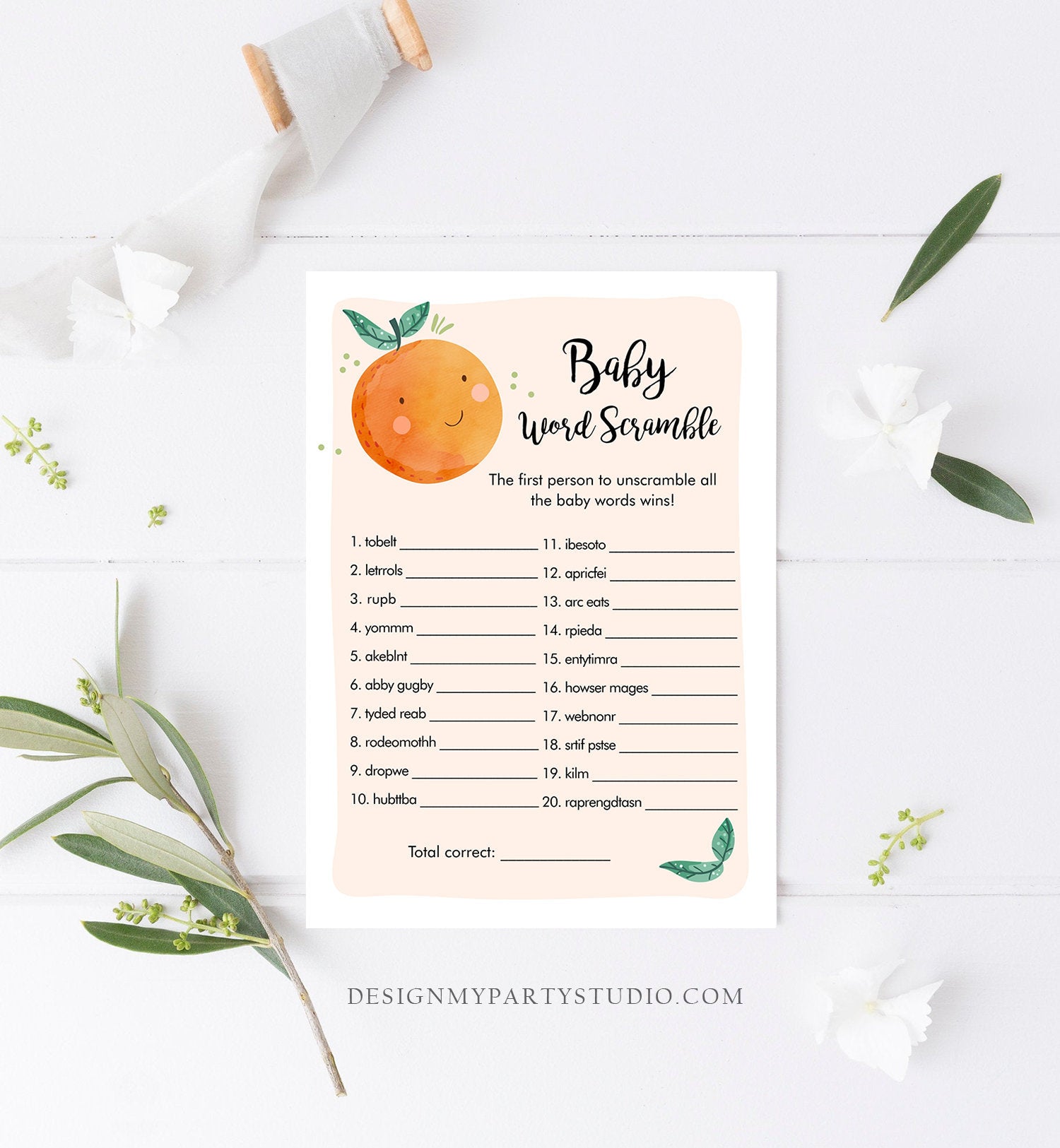 Editable Word Scramble Baby Shower Game Little Cutie Baby Shower Activity Gender Neutral Summer Word Search Digital Template Printable 0330