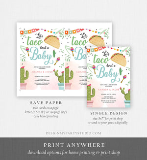 Editable Taco Bout a Baby Shower Invitation Boy Cactus Mexican Fiesta Baby Shower Taco Download Printable Invitation Template Corjl 0254