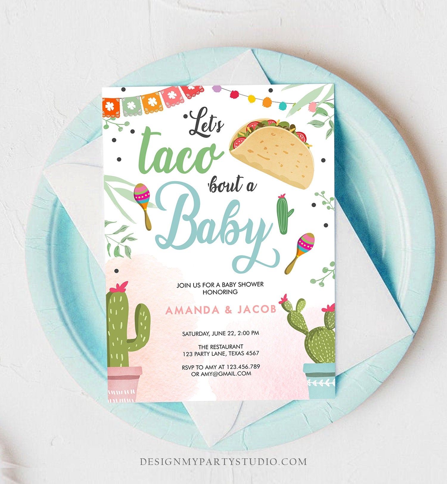 Editable Taco Bout a Baby Shower Invitation Boy Cactus Mexican Fiesta Baby Shower Taco Download Printable Invitation Template Corjl 0254