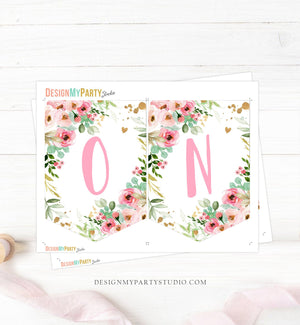 Little Miss Onederful High Chair Banner Pink Floral 1st Girl First Birthday Flowers Gold Pastel ONE Party Decor PRINTABLE Digital 0147
