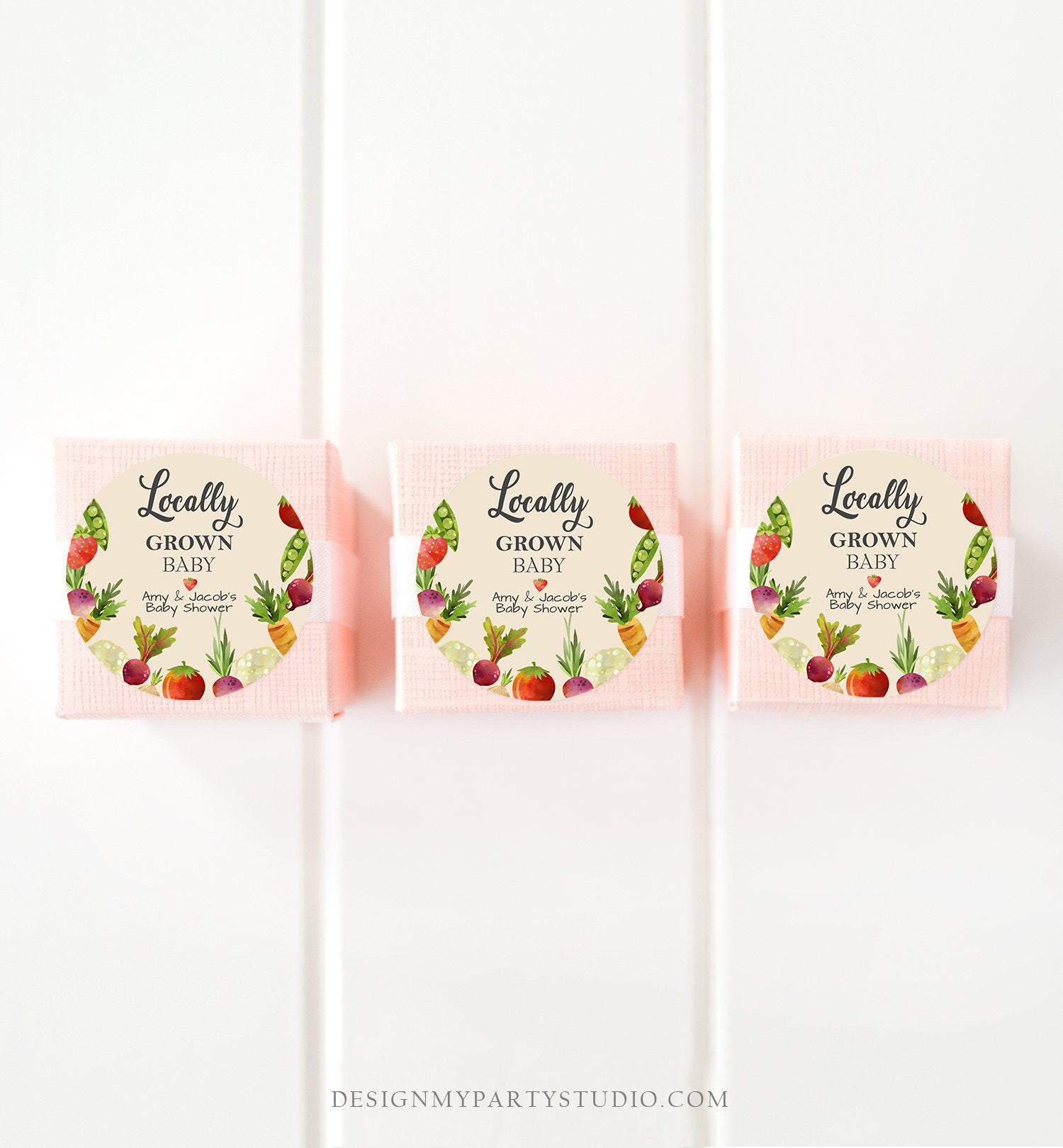 Editable Locally Grown Favor Tag Thank You Tag Birthday Farmers Market Baby Shower Vegetable Veggies Gender Neutral Template Printable 0144