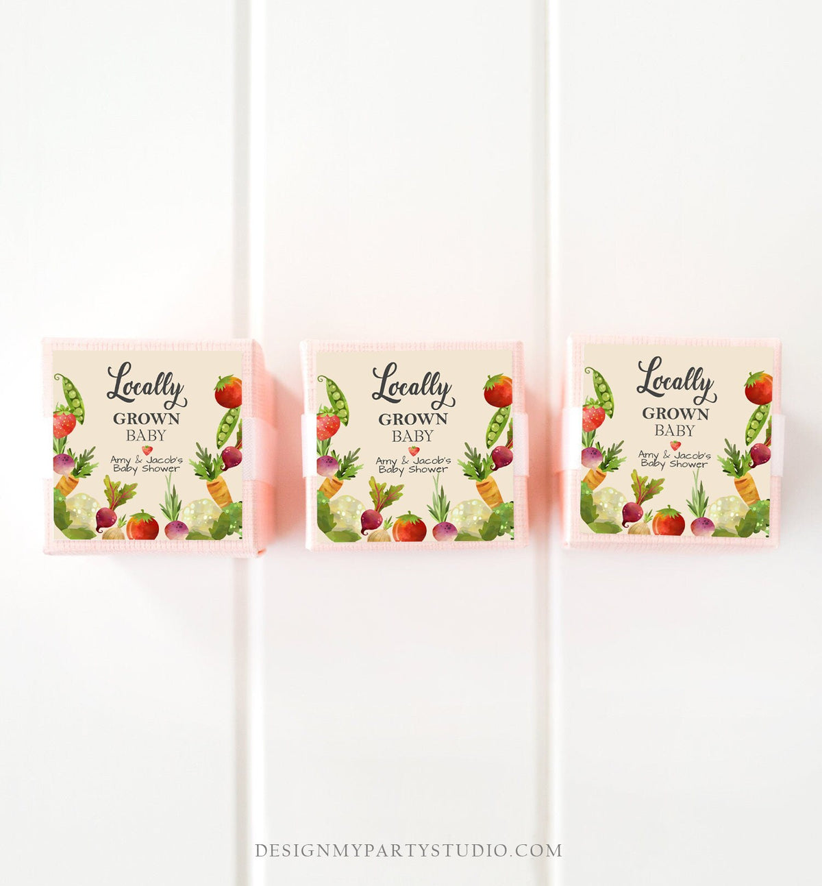 Editable Locally Grown Favor Tag Thank You Tag Birthday Farmers Market Baby Shower Vegetable Veggies Gender Neutral Template Printable 0144